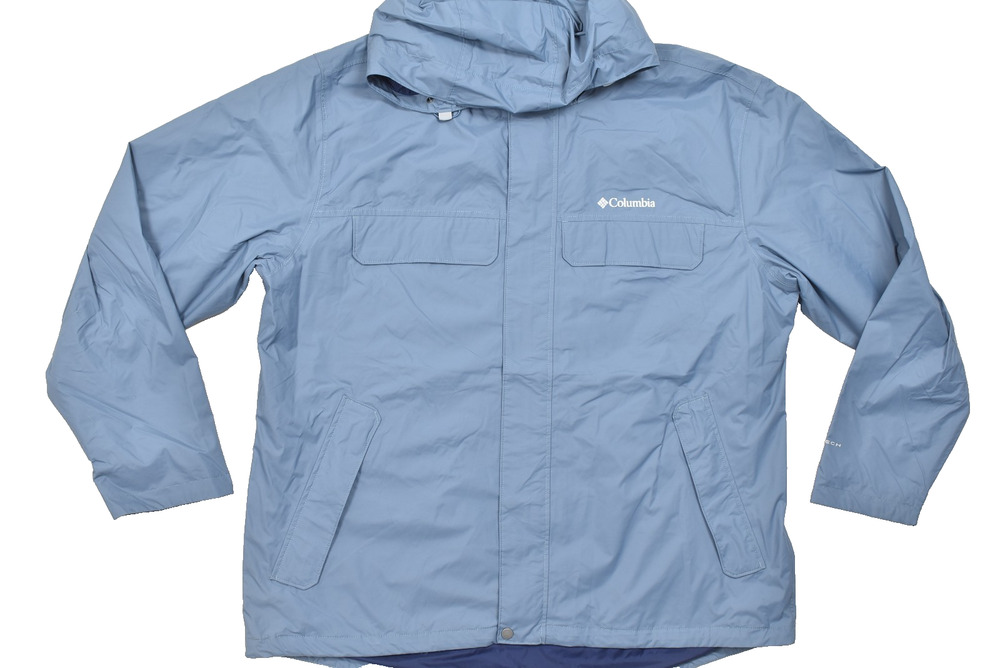 Columbia Mens XXL Blue Hooded Omni-Tech Waterproof Rain Jacket Shell XM0775